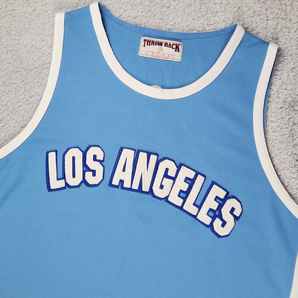 Los Angeles Basketball Jersey Mens 2XL Blue Throwback Style NBA Basketball Retro - Picture 3 of 14